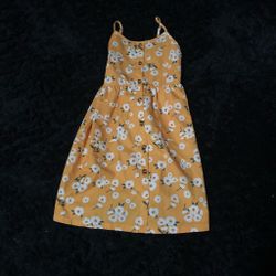 Yellow floral midi dress