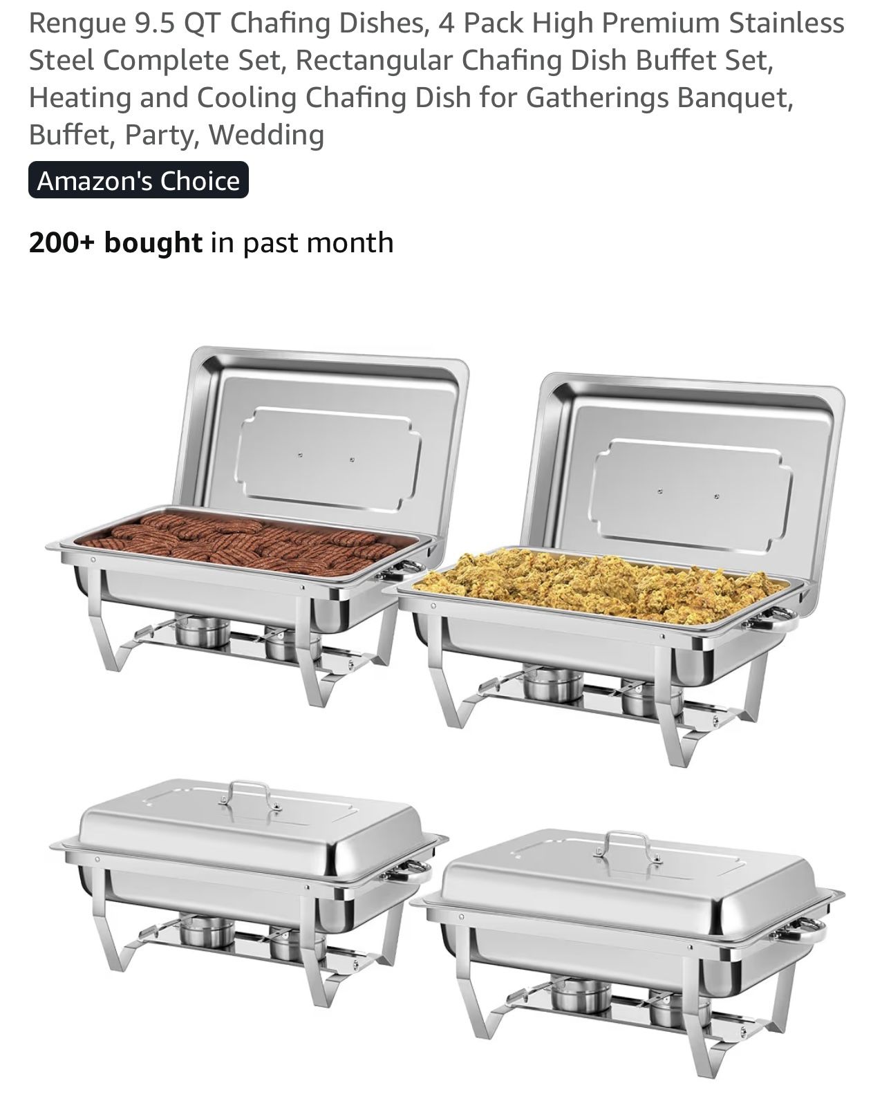 Chaffing Dishes (8) 9.5 Qt. Stainless Steel