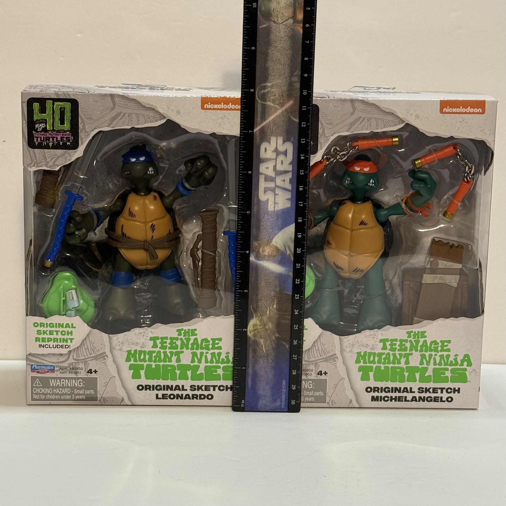 TMNT 40th Anniversary Ninja Turtles Original Sketch Figure SET Of 2 Playmates