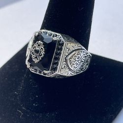 Black Onyx And Silver Men’s Ring