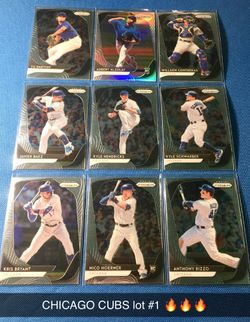 CHICAGO CUBS lot #1 (9 cards) 🔥🔥🔥 2020 Panini Prizm ( Nico Hoerner RC, Adbert Alzolay RC Silver Prizm, Kris Bryant , & more!!!)