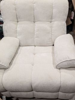 Cream Plush Manual Recliner Chair