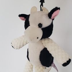 Scentsy Buddy Small Black White Clover Cow Hanging Clip On Stuffed Plush 8" 
