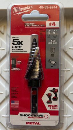 NEW Milwaukee Shockwave Step Drill Bit #4 🔥 3/16–7/8 Impact Rated (Metal/PVC)