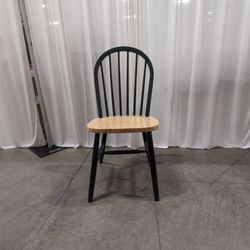 Black and Natural Wood Windsor Dining Chair