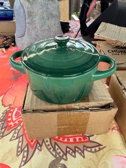 All 3 Mini Green Round Dish lidded Pot