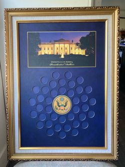 Used Presidential Dollars Framed Gallery Coin Display