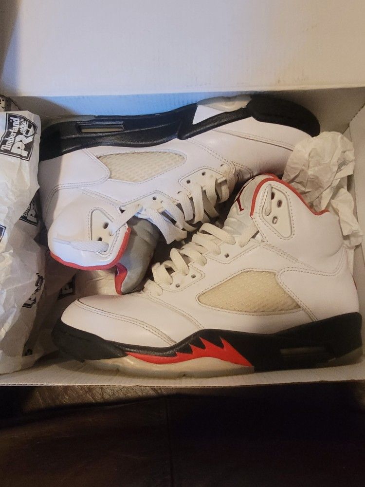 Jordan 5 Fire Reds.