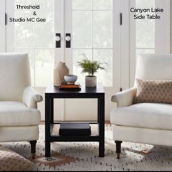 Brand New Threshold & Studio Mc Gee (Set Of 2 )Canyon Lake Black Wood Side Table  