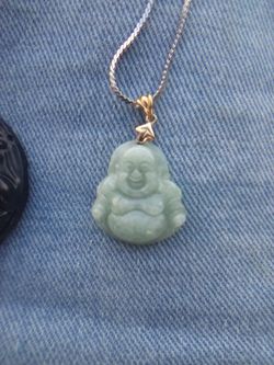 Green jade and black jade buddha pendants, Good Luck and Fortune!