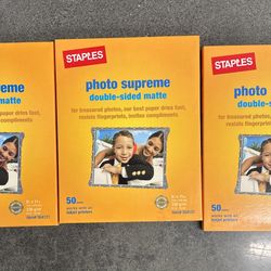 3 Packs Staples Photo Supreme Double-sided Matte Photo Paper for ALL Inkjet Printers