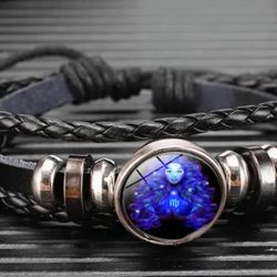 1 x Astrological Connection Leather Bracelet  Featuring -  VIRGO Sign 