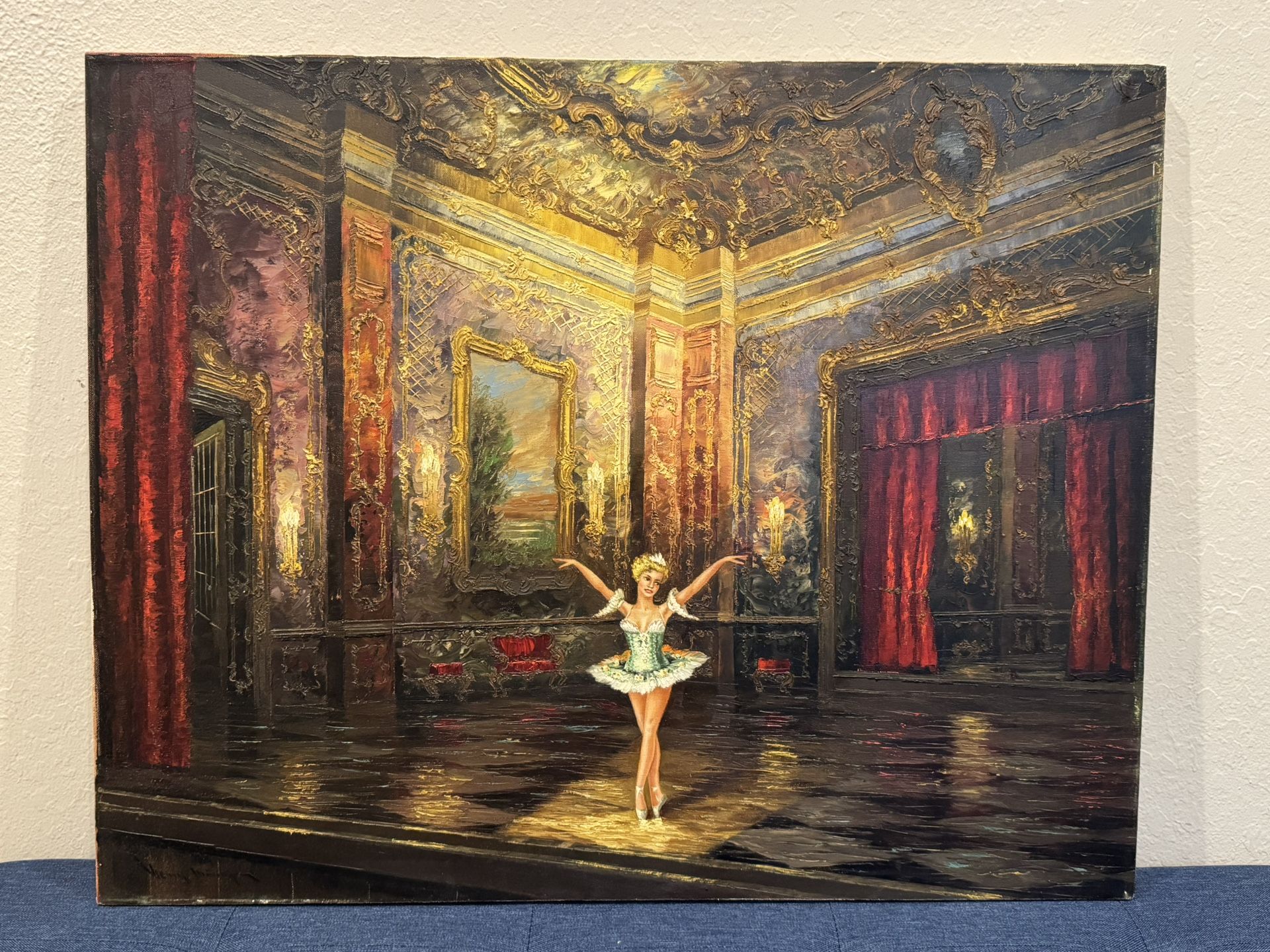 HEINZ MUNNICH (1(contact info removed), Listed Germany) Oil Painting Dancer in Concert Hall