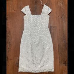 Jay Godfrey Size 6 Floral White Cocktail Mini Dress Back Zipper Nordstrom Party
