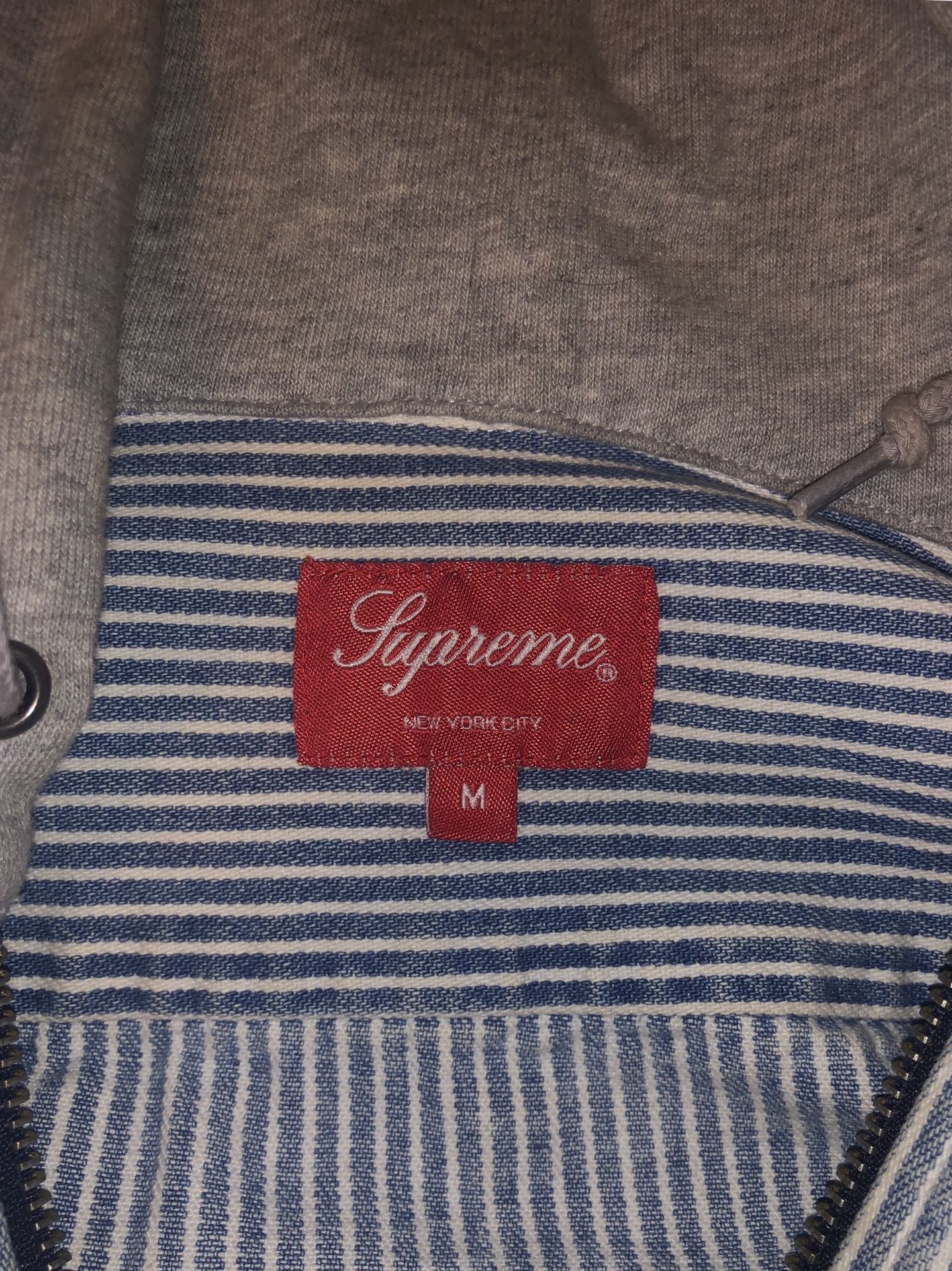 Supreme Hooded Stripped Denim zip up