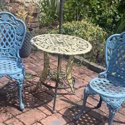 Wrought iron table and chairs