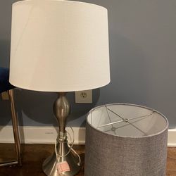Modern Table Lamp w/ 2 Shades – Brushed Nickel