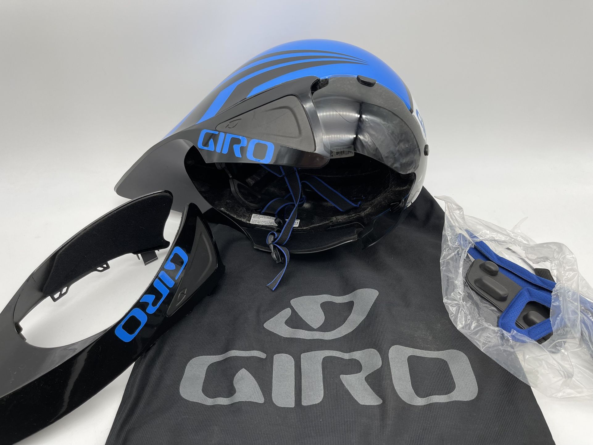 Giro Selector Aero Bicycle Helmet Size M/L Blue Black With Extra Aero And Bag