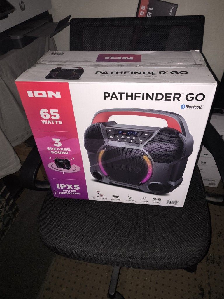 New ION Audio Pathfinder™ Go – Portable All-Weather Bluetooth®-Enabled Speaker with Premium Wide Sound.