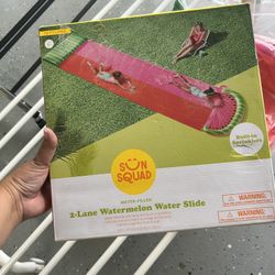 Used once! Sun Squad 2 Lane Water-Filled Watermelon Slip n Slide 18 ft Ages 5+
