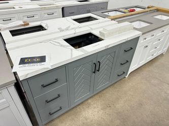 Contemporary Galya Blue 60 Inch Bathroom Vanity Muebles para baños Quartz, Wood, & Granite Options