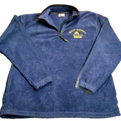 Vintage Walt Disney World Sweater Navy Blue Fleece 1/4 Zip Pullover Lightly Worn