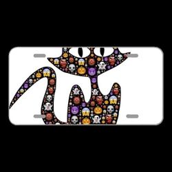 License Plate Novelty Car Front Cat Halloween Emoji Scary Frightful