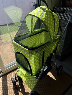 PREMIUM VIBRANT GREEN POLKADOT PET STROLLER AND CARRIER TWO IN 1 💚🌟❗️