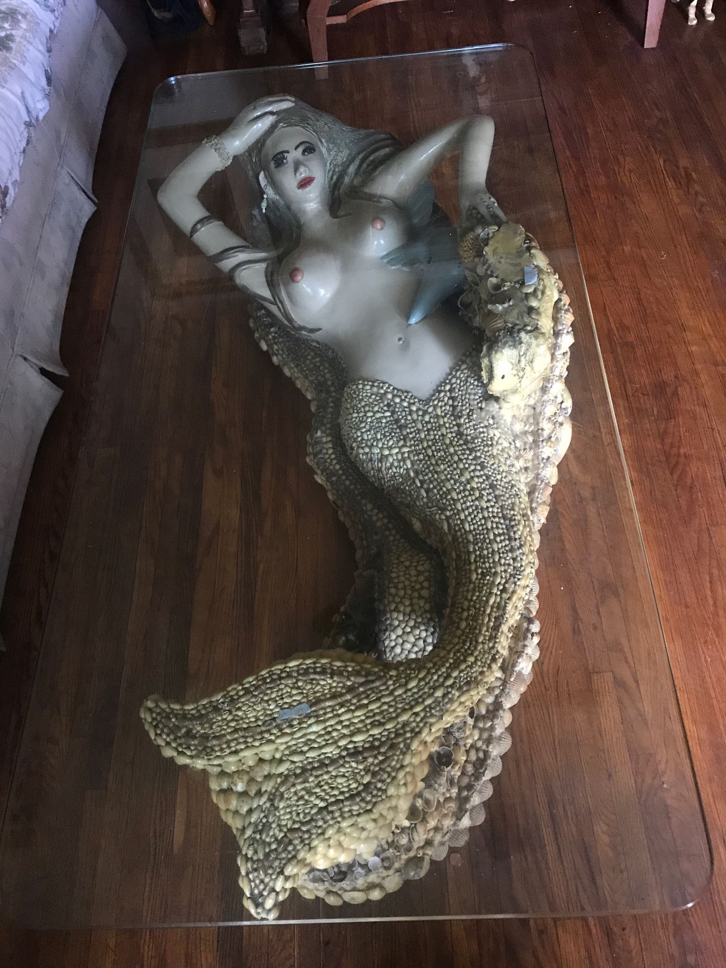 Antique mermaid coffee table