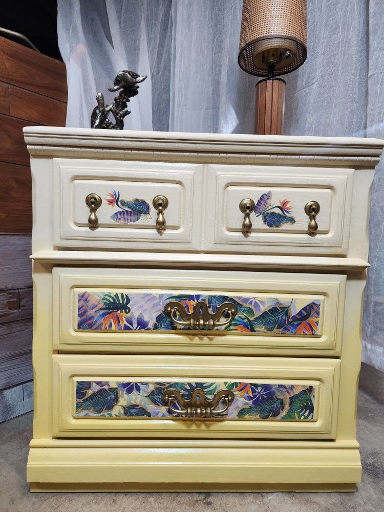 Bright Yellow Tropical Mini Dresser