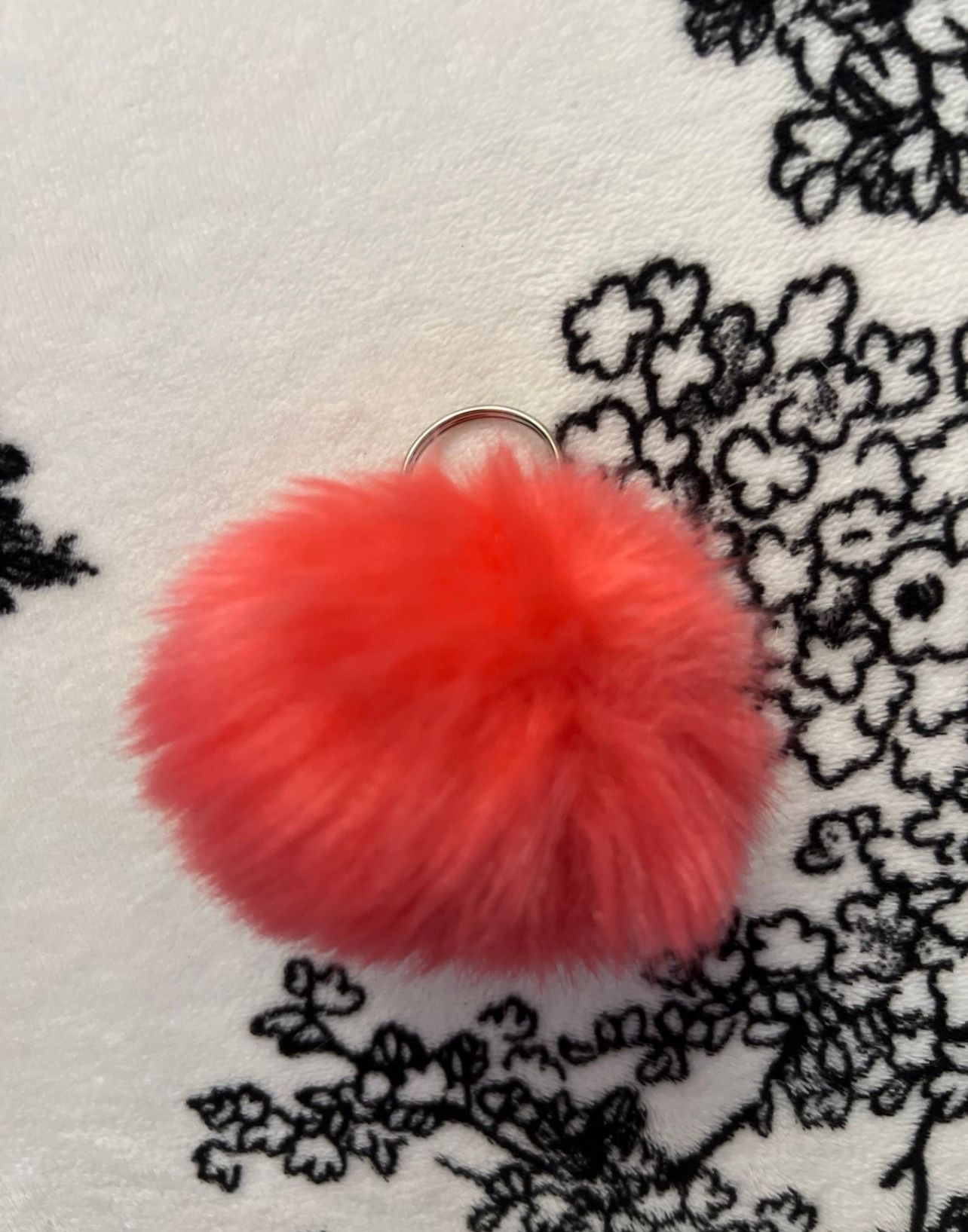 Pink Pom Pom ball Keychain
