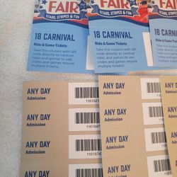 La County Fair Admissions Tickets 4 Admissions 18 Ride Tickets 