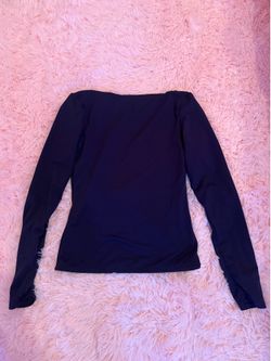 ladies navy blue open back shirt