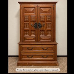 Solid Wood 2-Piece Armoire / Storage Cabinet – Traditional Style