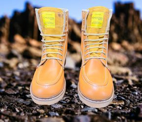 MENS WORK BOOTS 8" XEAL LIGHTWEIGHT GENUINE LEATHER SOFT TOE TAN COLOR NEW