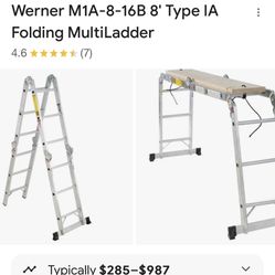 Werner M8-16 Type IA Heavy Duty Folding Multi Ladder 300lb Capacity 