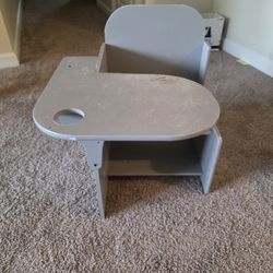 Vintage Style Toddler Desk with Built-in Chair - Gray