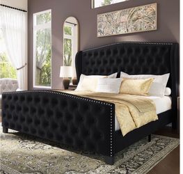 Queen upholstered bed frame