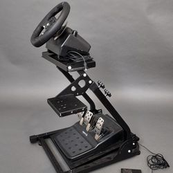 Logitech G920 steering wheel, pedals and third party stand