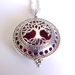 Tree of Life Oil  Diffuser Aromatherapy Silver Chain Necklace 