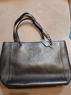 Coach Black Leather Tote Handbag