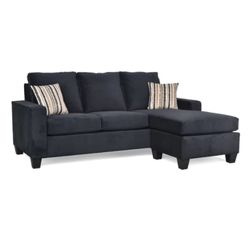 Sectional Sofa Chaise With Pillows, Black ASSEMBLED