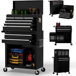   8 Drawer Rolling Tool Chest, Large Capacity Rolling Tool Box with Wheels, Locking Mechanical Tool Chest, Portable Tool Box with Sliding Dra