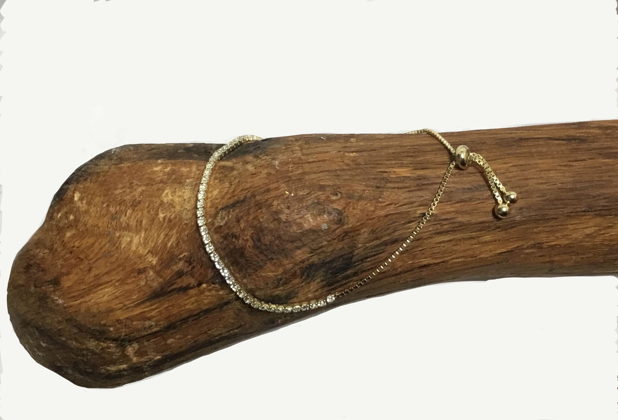 White Sapphire 14k Gold Adjustable Boho Bracelet