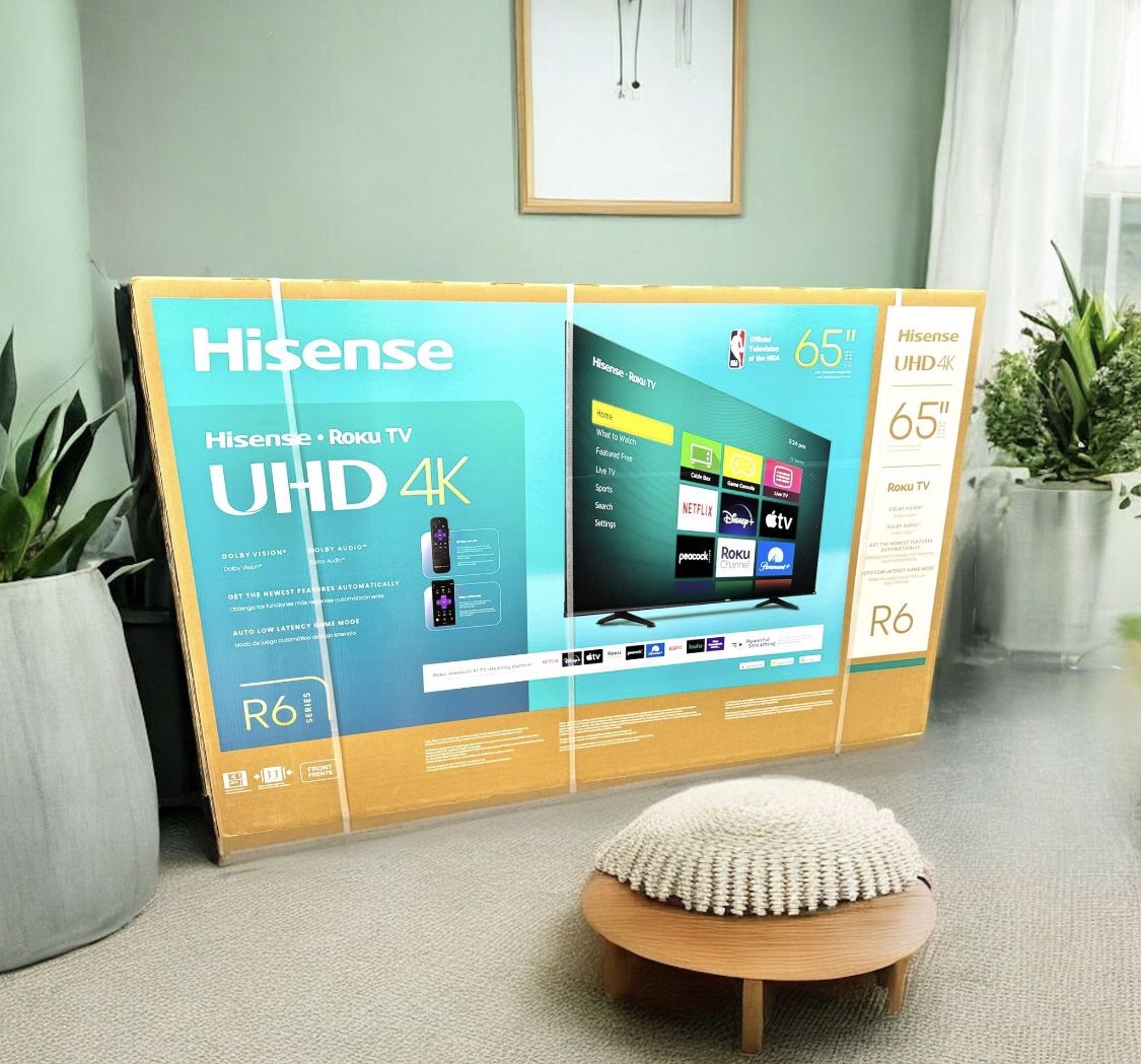 HD318 65” Hisense smart 4k Roku led tv floor model