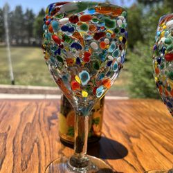 Hand Blown Multi Color Stemware (5)