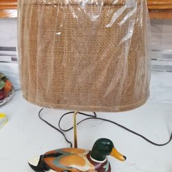 Wooden painted mallard duck decoy lamp vintage excellent 