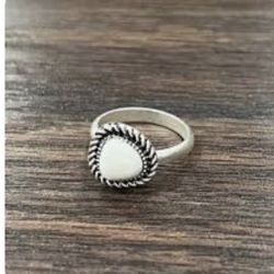 925 Vintage Sterling Silver Double Twisted White Agate  Ring Sizes 4