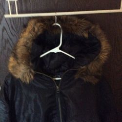 Fur hooded parka