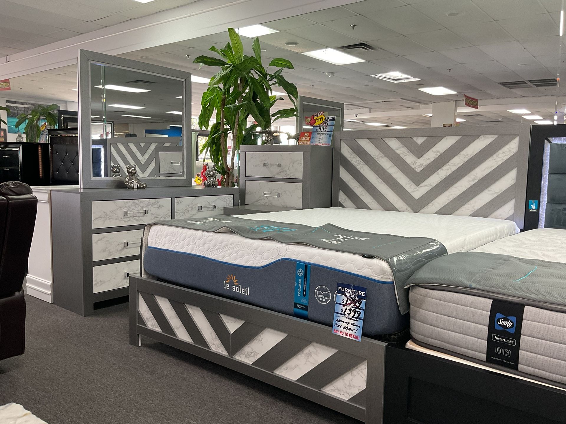 🇺🇸TAX SEASON FURNITURE SALE NOW🤩 30% OFF RETAIL, MODERN 5pc white and grey BEDROOM SET 🔥
